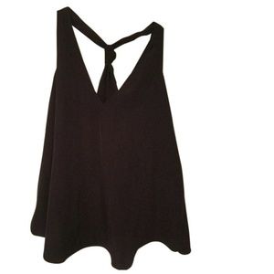 Black Open Back Sleeveless Blouse Cami Tank